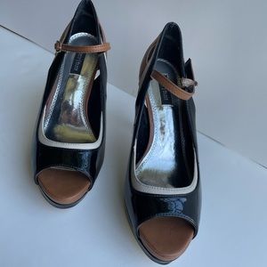 White House Black Market Tan, white and Black heels